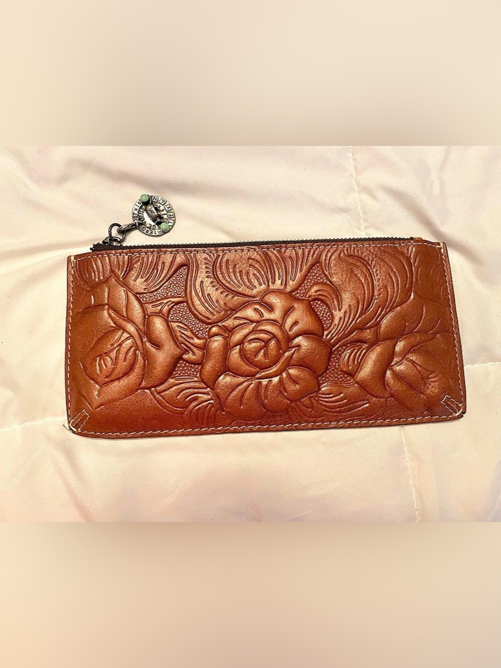 Patricia Nash Brown Floral Zip Wallet